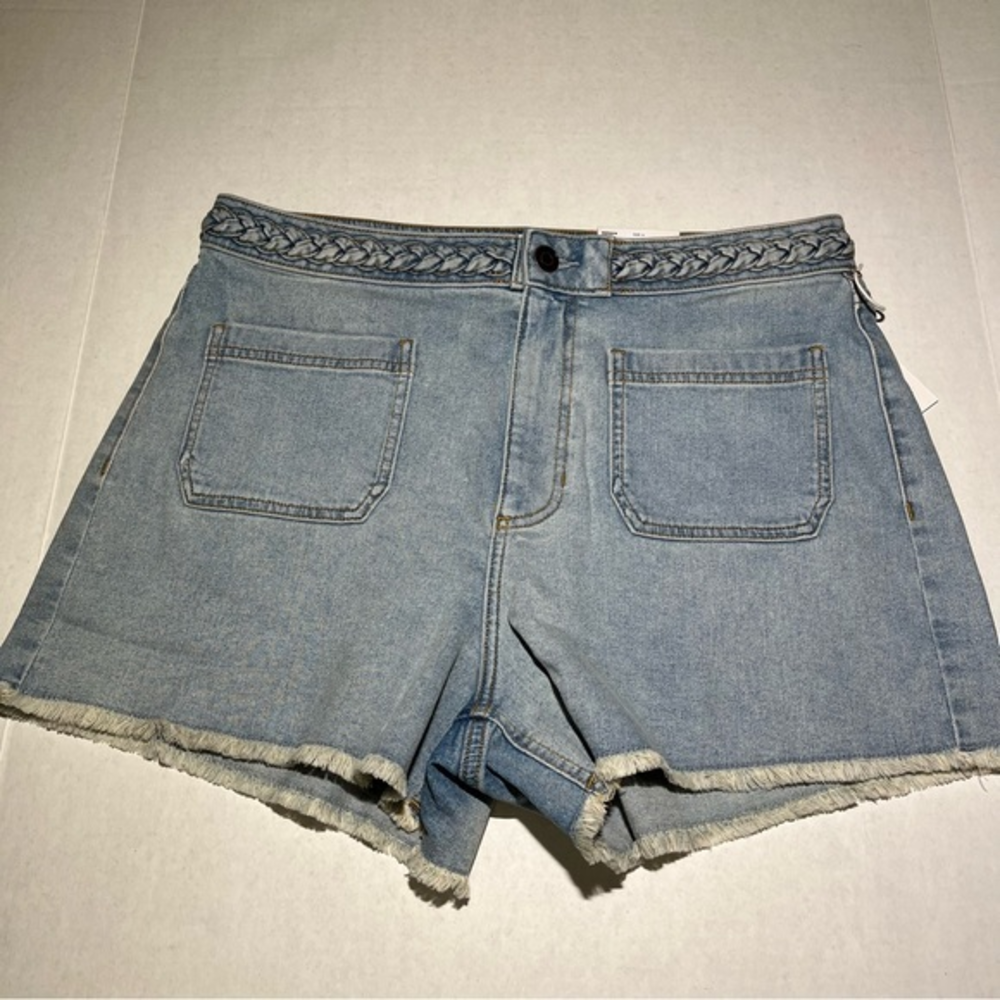 LC Lauren Conrad Braided Waistline High‎ Waisted Jean Cutoff Shorts Size 14